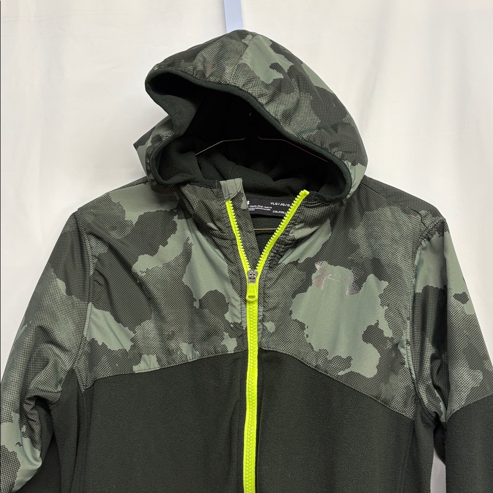 Under Armour ColdGear Dark Green Jacket size YLG - Picture 2 of 6